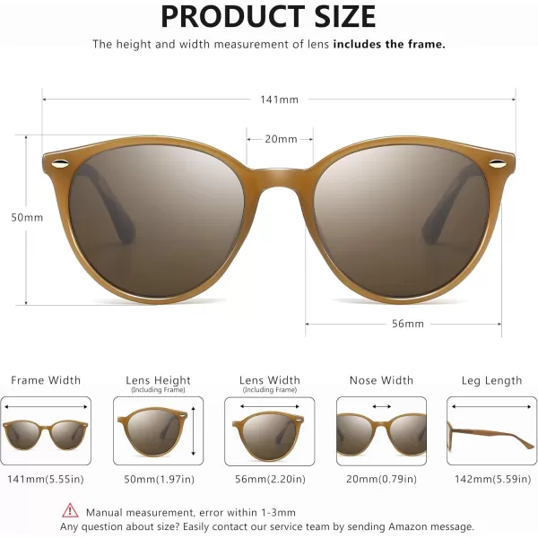 SUNGAIT Retro Round Sunglasses for Women Men Unisex Vintage Trendy Shades  UV400 Protection Classic Designer StyleBrown FrameBrown Lens