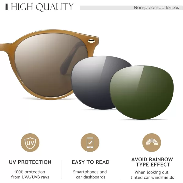 SUNGAIT Retro Round Sunglasses for Women Men Unisex Vintage Trendy Shades  UV400 Protection Classic Designer StyleBrown FrameBrown Lens