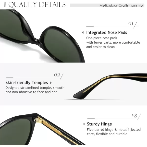 SUNGAIT Retro Round Sunglasses for Women Men Unisex Vintage Trendy Shades  UV400 Protection Classic Designer StyleGlossy Black FrameDark Green Lens