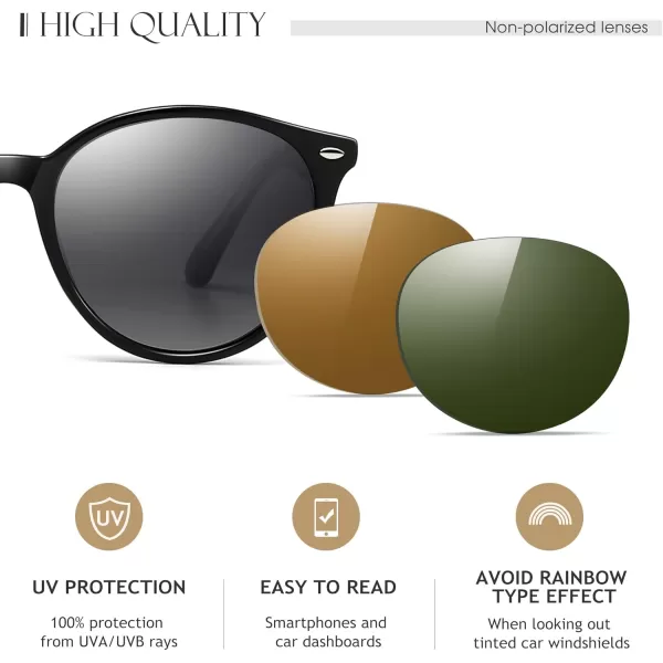 SUNGAIT Retro Round Sunglasses for Women Men Unisex Vintage Trendy Shades  UV400 Protection Classic Designer StyleGlossy Black FrameGrey Gradient Lens
