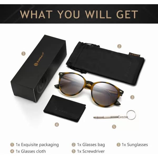 SUNGAIT Retro Round Sunglasses for Women Men Unisex Vintage Trendy Shades  UV400 Protection Classic Designer StyleMatte Amber FrameBrown Gradient Lens