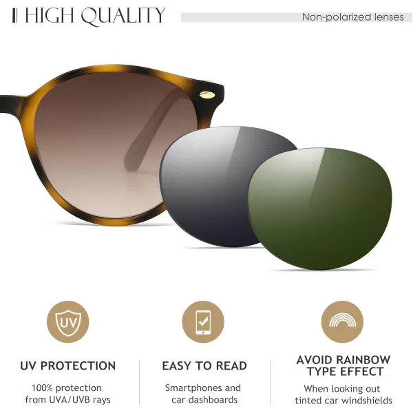 SUNGAIT Retro Round Sunglasses for Women Men Unisex Vintage Trendy Shades  UV400 Protection Classic Designer StyleMatte Amber FrameBrown Gradient Lens