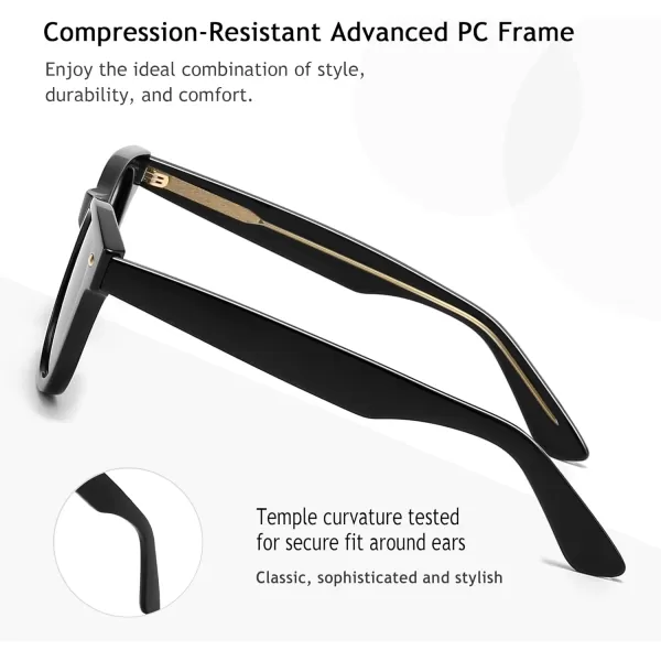 SUNGAIT Woman Retro Sunglasses Square Design UV400 Protection 80s Classic Vintage Design for Man WomanBlackAmberUnisexBlack Frame Glossy FinishGreen Lens