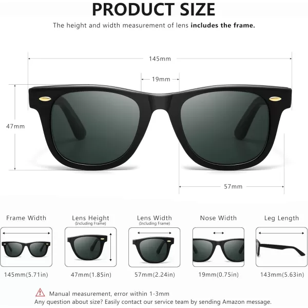 SUNGAIT Woman Retro Sunglasses Square Design UV400 Protection 80s Classic Vintage Design for Man WomanBlackAmberUnisexBlack Frame Glossy FinishGreen Lens
