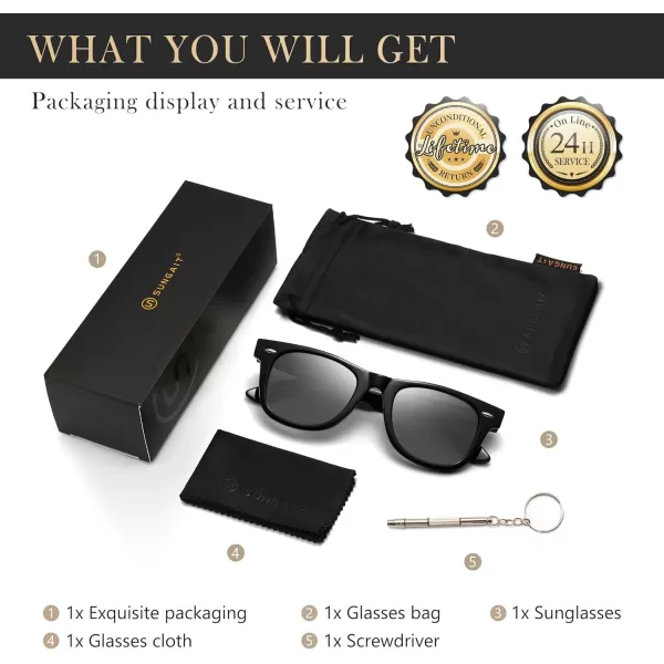 SUNGAIT Woman Retro Sunglasses Square Design UV400 Protection 80s Classic Vintage Design for Man WomanBlackAmberUnisexBlack Frameglossy FinishGrey Gradient Lens