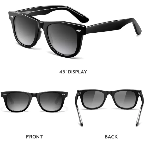 SUNGAIT Woman Retro Sunglasses Square Design UV400 Protection 80s Classic Vintage Design for Man WomanBlackAmberUnisexBlack Frameglossy FinishGrey Gradient Lens