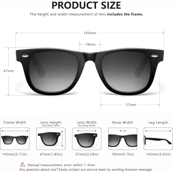 SUNGAIT Woman Retro Sunglasses Square Design UV400 Protection 80s Classic Vintage Design for Man WomanBlackAmberUnisexBlack Frameglossy FinishGrey Gradient Lens