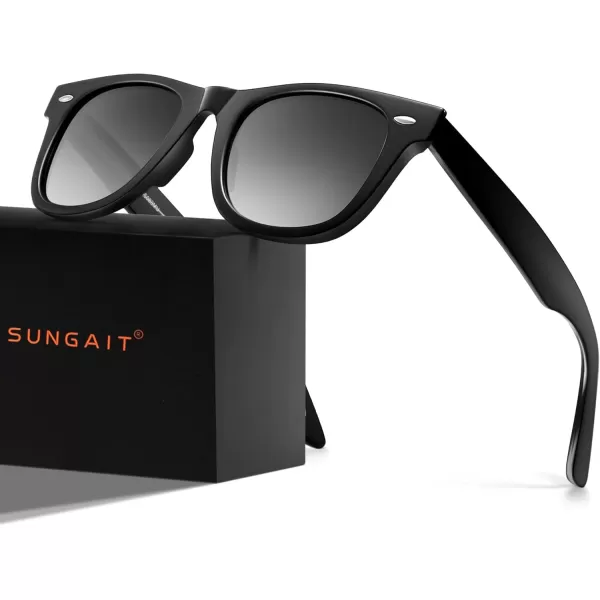 SUNGAIT Woman Retro Sunglasses Square Design UV400 Protection 80s Classic Vintage Design for Man WomanBlackAmberUnisexBlack Frameglossy FinishGrey Gradient Lens