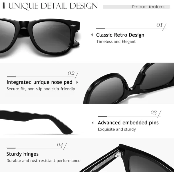 SUNGAIT Woman Retro Sunglasses Square Design UV400 Protection 80s Classic Vintage Design for Man WomanBlackAmberUnisexBlack Frameglossy FinishGrey Gradient Lens