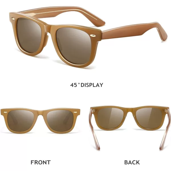SUNGAIT Woman Retro Sunglasses Square Design UV400 Protection 80s Classic Vintage Design for Man WomanBlackAmberUnisexBrown FrameBrown Lens