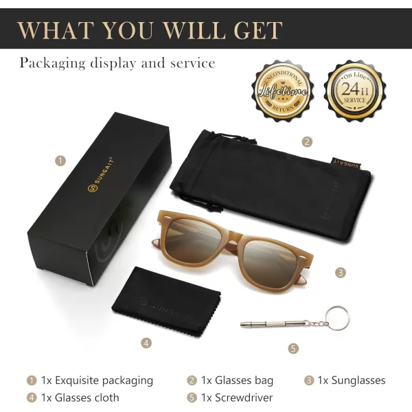 SUNGAIT Woman Retro Sunglasses Square Design UV400 Protection 80s Classic Vintage Design for Man WomanBlackAmberUnisexBrown FrameBrown Lens