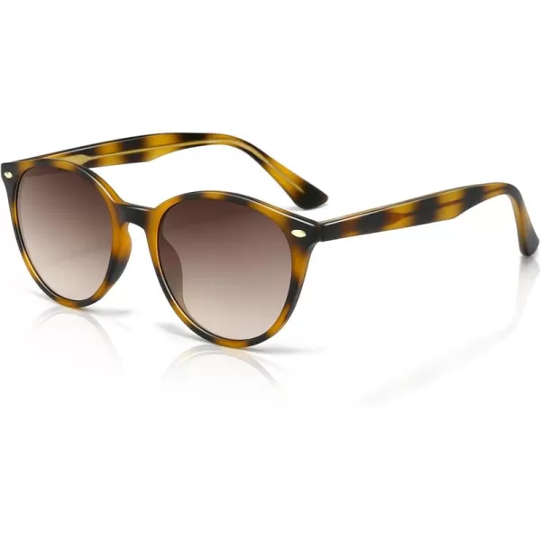 SUNGAIT Retro Round Sunglasses for Women Men Unisex Vintage Trendy Shades  UV400 Protection Classic Designer StyleMatte Amber FrameBrown Gradient Lens