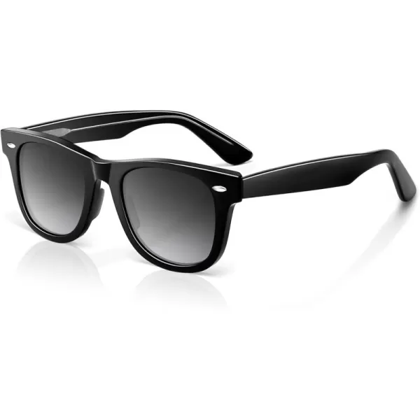 SUNGAIT Woman Retro Sunglasses Square Design UV400 Protection 80s Classic Vintage Design for Man WomanBlackAmberUnisexBlack Frameglossy FinishGrey Gradient Lens