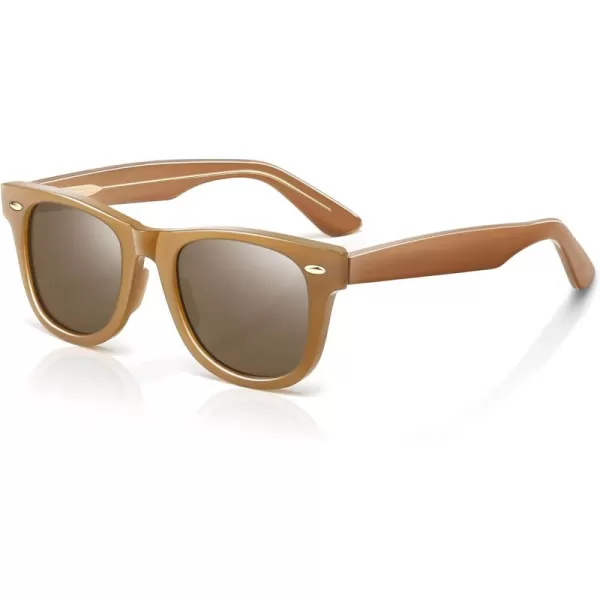 SUNGAIT Woman Retro Sunglasses Square Design UV400 Protection 80s Classic Vintage Design for Man WomanBlackAmberUnisexBrown FrameBrown Lens
