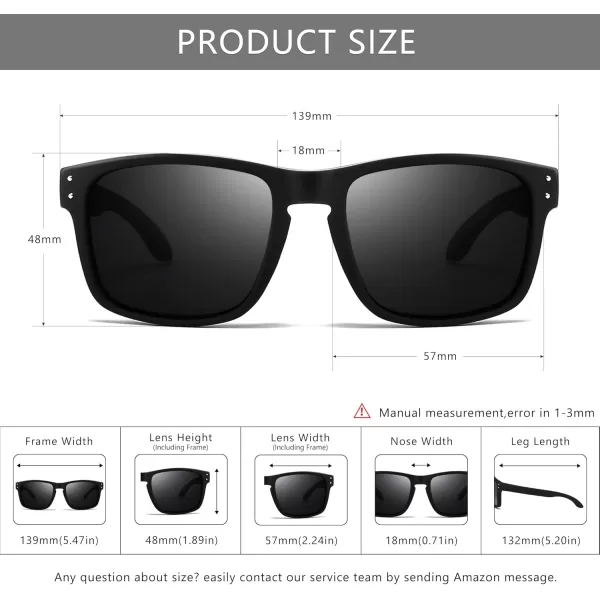 imageSUNGAIT Polarized Sunglasses Men Women Retro Square Unisex Sports Sun Glasses  HD UV400 for Golf Running Driving Fishing2025 Black Frame Matte FinishGrey Lens