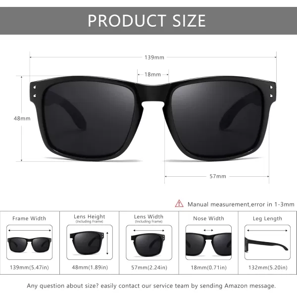 imageSUNGAIT Polarized Sunglasses Men Women Retro Square Unisex Sports Sun Glasses  HD UV400 for Golf Running Driving FishingBlack Frame Golssy FinishGrey Lens