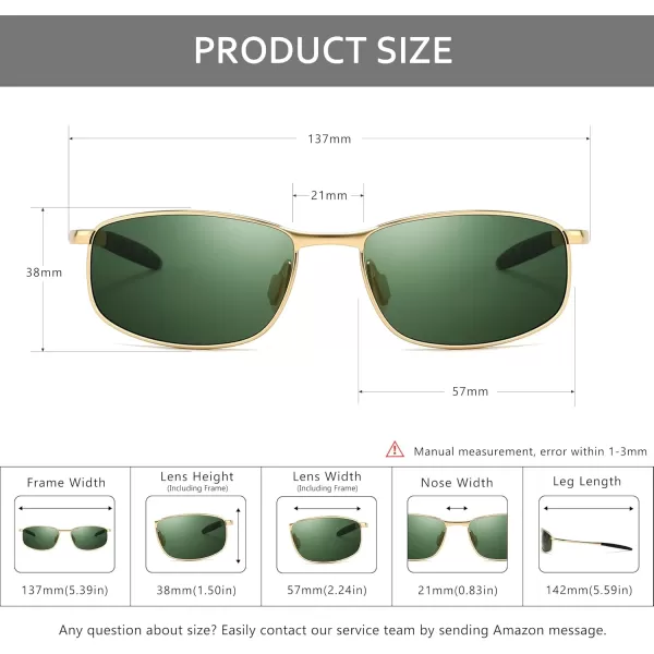 imageSUNGAIT Rectangle Polarized Sunglasses Men Small Retro Vintage Sun glasses for Women Men UV400 ProtectionGold Frame Dark Green Lens