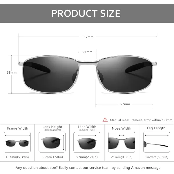 imageSUNGAIT Rectangle Polarized Sunglasses Men Small Retro Vintage Sun glasses for Women Men UV400 ProtectionSilver Frame Gray Lens