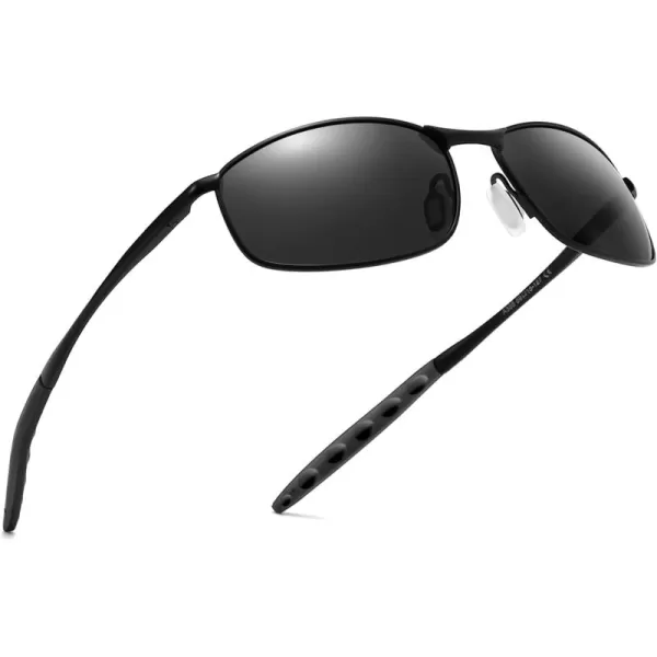 imageSUNGAIT Rectangle Polarized Sunglasses Men Small Retro Vintage Sun glasses for Women Men UV400 ProtectionBlack Frame Gray Lens