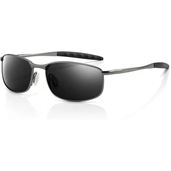 imageSUNGAIT Rectangle Polarized Sunglasses Men Small Retro Vintage Sun glasses for Women Men UV400 ProtectionGunmetal Frame Gray Lens