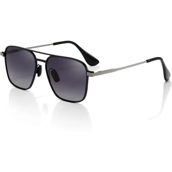 imageSUNGAIT Square Aviator Sunglasses for Men Polarized Lens Shades UV400 ProtectionBlack FrameGray Gradient Lens