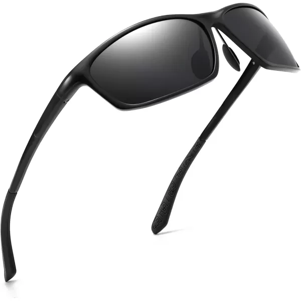 imageSUNGAIT Sunglasses Men Polarized Rectangle Sports Sun Glasses UV Protection  Cool Shades for Driving Running Fishing GolfBlackGrey