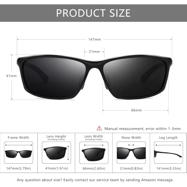 imageSUNGAIT Sunglasses Men Polarized Rectangle Sports Sun Glasses UV Protection  Cool Shades for Driving Running Fishing GolfBlackGrey