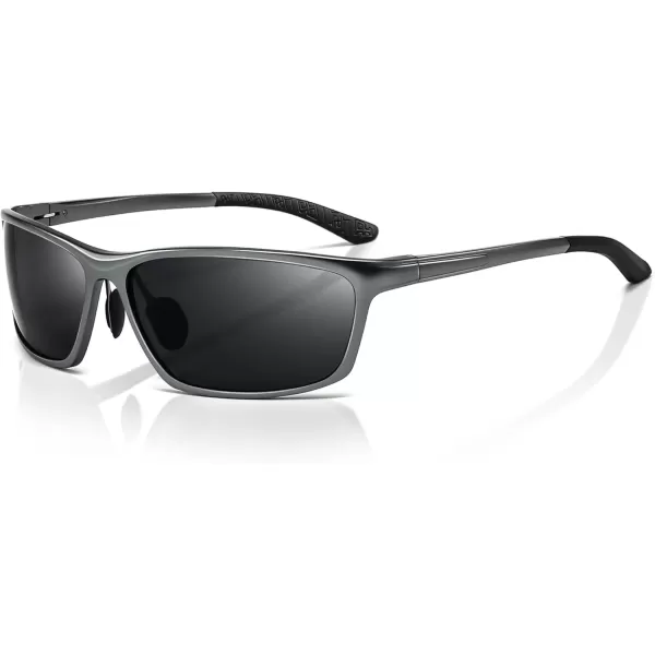 imageSUNGAIT Sunglasses Men Polarized Rectangle Sports Sun Glasses UV Protection  Cool Shades for Driving Running Fishing GolfGunmetalGrey