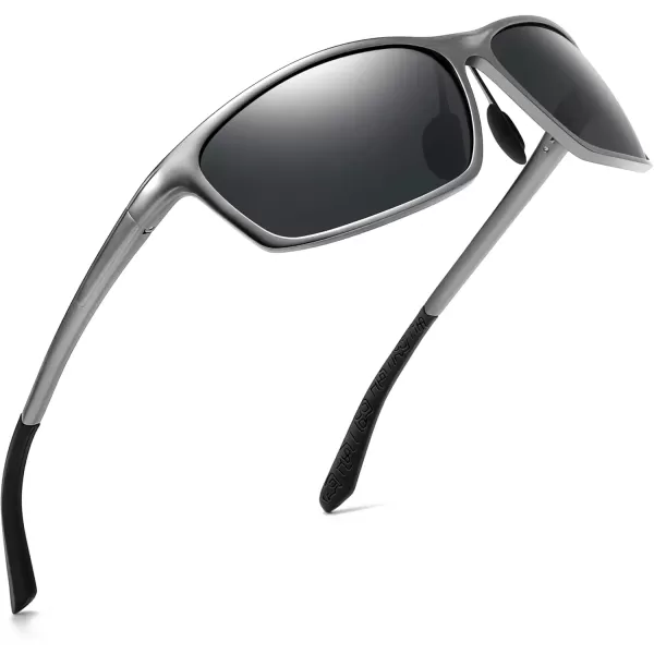 imageSUNGAIT Sunglasses Men Polarized Rectangle Sports Sun Glasses UV Protection  Cool Shades for Driving Running Fishing GolfGunmetalGrey