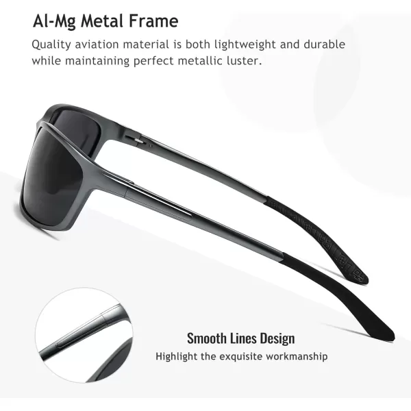 imageSUNGAIT Sunglasses Men Polarized Rectangle Sports Sun Glasses UV Protection  Cool Shades for Driving Running Fishing GolfGunmetalGrey