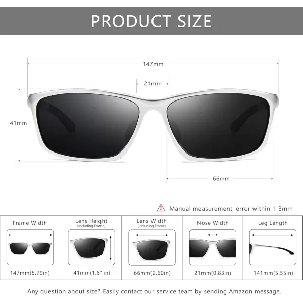 imageSUNGAIT Sunglasses Men Polarized Rectangle Sports Sun Glasses UV Protection  Cool Shades for Driving Running Fishing GolfSilverGrey
