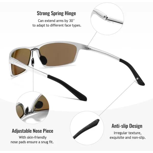 imageSUNGAIT Sunglasses Men Polarized Rectangle Sports Sun Glasses UV Protection  Cool Shades for Driving Running Fishing GolfSilverMirror Blue