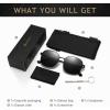 imageSUNGAIT Classic Square Frame Sunglasses for Women Men Trendy UV400 Protection Polarized LightweightBlack Frame Gray Lens