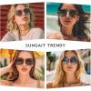 imageSUNGAIT Classic Square Frame Sunglasses for Women Men Trendy UV400 Protection Polarized LightweightGold Tortoise Frame Green Lens