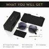 imageSUNGAIT Classic Square Frame Sunglasses for Women Men Trendy UV400 Protection Polarized LightweightSilver Tortoise Frame Gray Gradient Lens