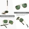 imageSUNGAIT Mens Military Style Polarized Pilot Aviator Sunglasses Bayonet Temples2025 Gold FrameGreen Lens