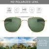 imageSUNGAIT Mens Military Style Polarized Pilot Aviator Sunglasses Bayonet Temples2025 Gold FrameGreen Lens
