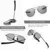 imageSUNGAIT Mens Military Style Polarized Pilot Aviator Sunglasses Bayonet Temples2025 Gunmetal FramePhotochromic Lens