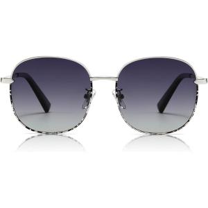 imageSUNGAIT Classic Square Frame Sunglasses for Women Men Trendy UV400 Protection Polarized LightweightSilver Tortoise Frame Gray Gradient Lens