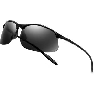 imageSUNGAIT Sport Sunglasses Men Polarized Running Sun Glasses for Men Women Black Mens Sunglasses Shades Fashion UV ProtectionBlack FrameGrey Lens