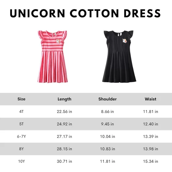 Girls Striped Dress Unicorn Ruffle Sleeveless Casual Dresses SundressBlack