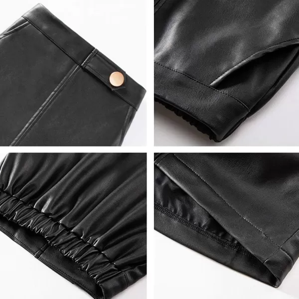 Girls and Toddlers Faux Leather Short SkirtsAll Season Basic SkirtsBlack