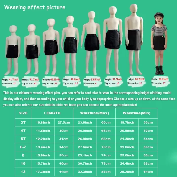 Girls and Toddlers Faux Leather Short SkirtsAll Season Basic SkirtsDark Green