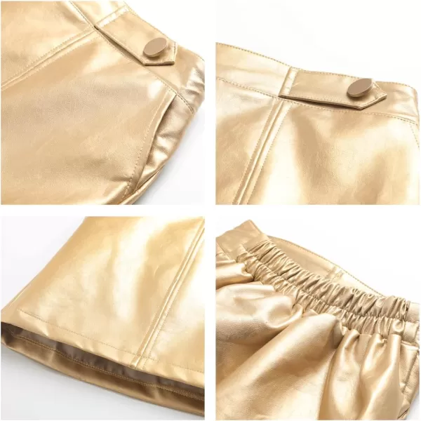 Girls and Toddlers Faux Leather Short SkirtsAll Season Basic SkirtsGold