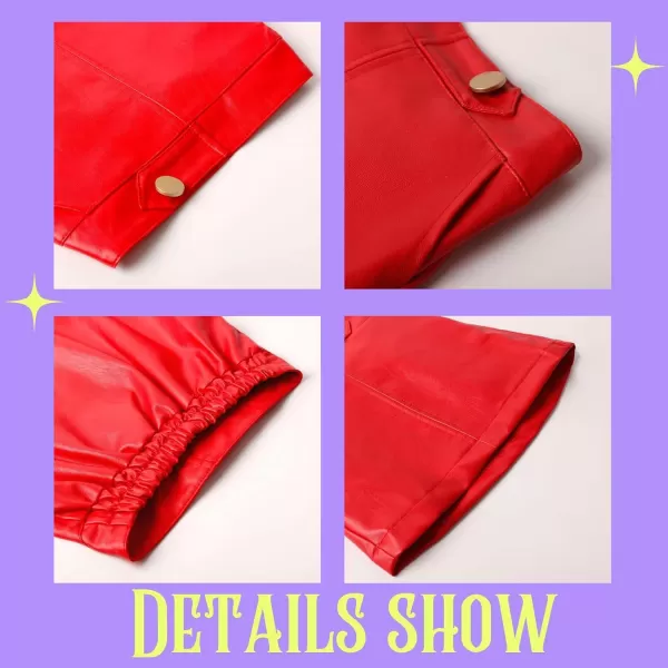 Girls and Toddlers Faux Leather Short SkirtsAll Season Basic SkirtsRed