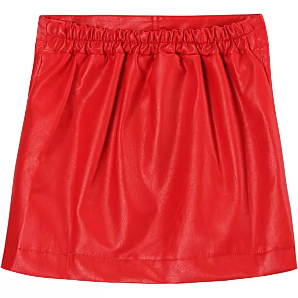 Girls and Toddlers Faux Leather Short SkirtsAll Season Basic SkirtsRed