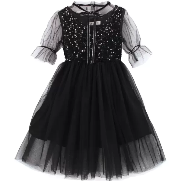 Sequin Tulle Party Dress for Girls Kids ampamp Teens Princess Pageant SundressBlack
