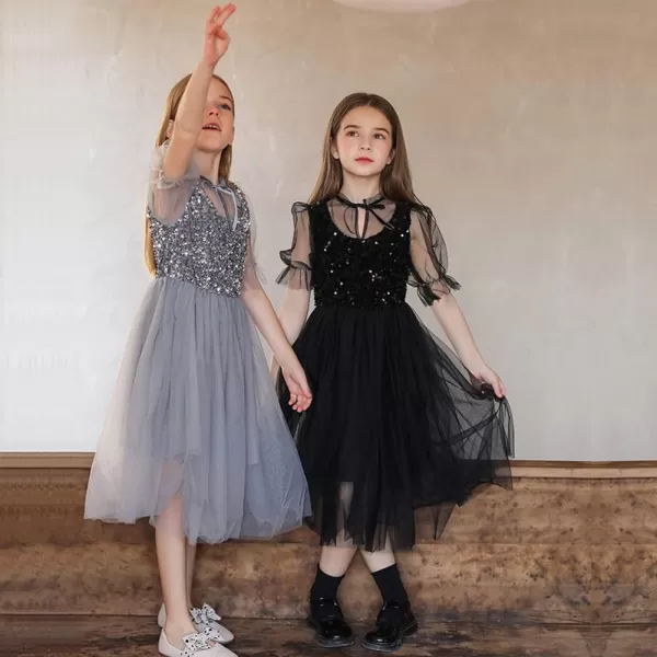 Sequin Tulle Party Dress for Girls Kids ampamp Teens Princess Pageant SundressBlack