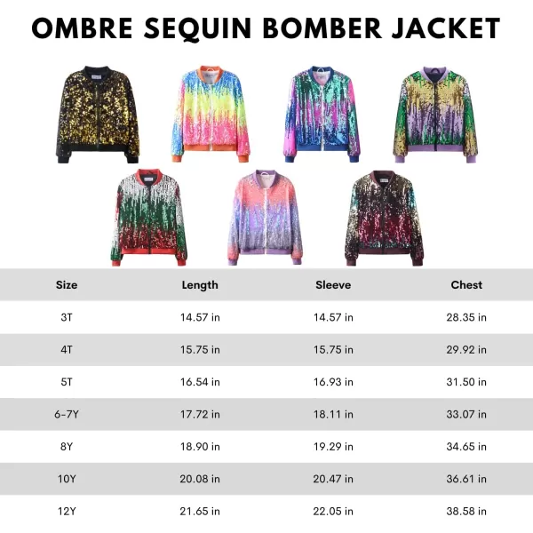 WELAKEN Girls Ombre Sequin Bomber Jacket with Pockets Lightweight Sparkle Long Sleeve Zipper Gradient Jackets for KidOmbre  Blue silvery