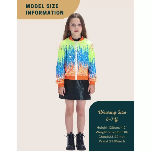 WELAKEN Girls Ombre Sequin Bomber Jacket with Pockets Lightweight Sparkle Long Sleeve Zipper Gradient Jackets for KidOmbre  Pink yellow